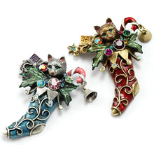 Load image into Gallery viewer, Christmas Kitty Stocking Pin P306 - Sweet Romance Wholesale