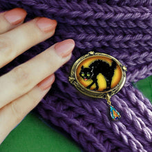 Load image into Gallery viewer, Black Cat Retro Halloween Pin - Sweet Romance Wholesale