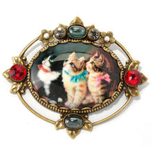Load image into Gallery viewer, Vintage Christmas Kittens Pin - Sweet Romance Wholesale