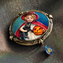 Load image into Gallery viewer, Little Witch Retro Halloween Pin - Sweet Romance Wholesale