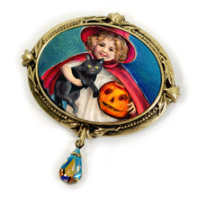 Load image into Gallery viewer, Little Witch Retro Halloween Pin - Sweet Romance Wholesale