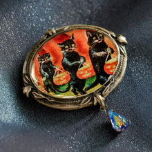 Load image into Gallery viewer, Black Cats Trick or Treat Retro Halloween Pin - Sweet Romance Wholesale