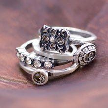 Load image into Gallery viewer, Silver and Gold Crystal Stack Rings Set of 4 R1121 - Sweet Romance Wholesale