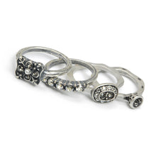 Load image into Gallery viewer, Silver and Gold Crystal Stack Rings Set of 4 R1121 - Sweet Romance Wholesale