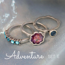 Load image into Gallery viewer, Set of 3 Vintage Flower Crystal Stack Rings R565 - Sweet Romance Wholesale
