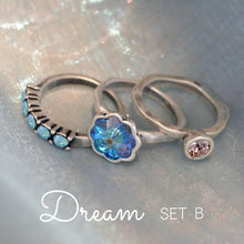 Load image into Gallery viewer, Set of 3 Vintage Flower Crystal Stack Rings R565 - Sweet Romance Wholesale