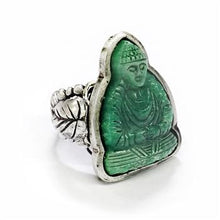 Load image into Gallery viewer, Vintage Jade Glass Buddha Ring R567 - Sweet Romance Wholesale