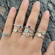 Load image into Gallery viewer, Swarovski Crystal Solitaire Birthstone Stacking Rings - Sweet Romance Wholesale